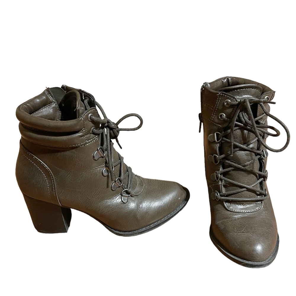 Lilly brown heeled combat boots
